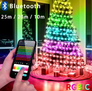 USB RGB Luz de corda de fada, Luzes para árvore de natal, Bluetooth App, Controlo Remoto